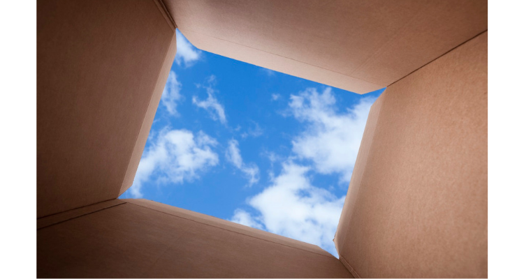 View of sky from inside box